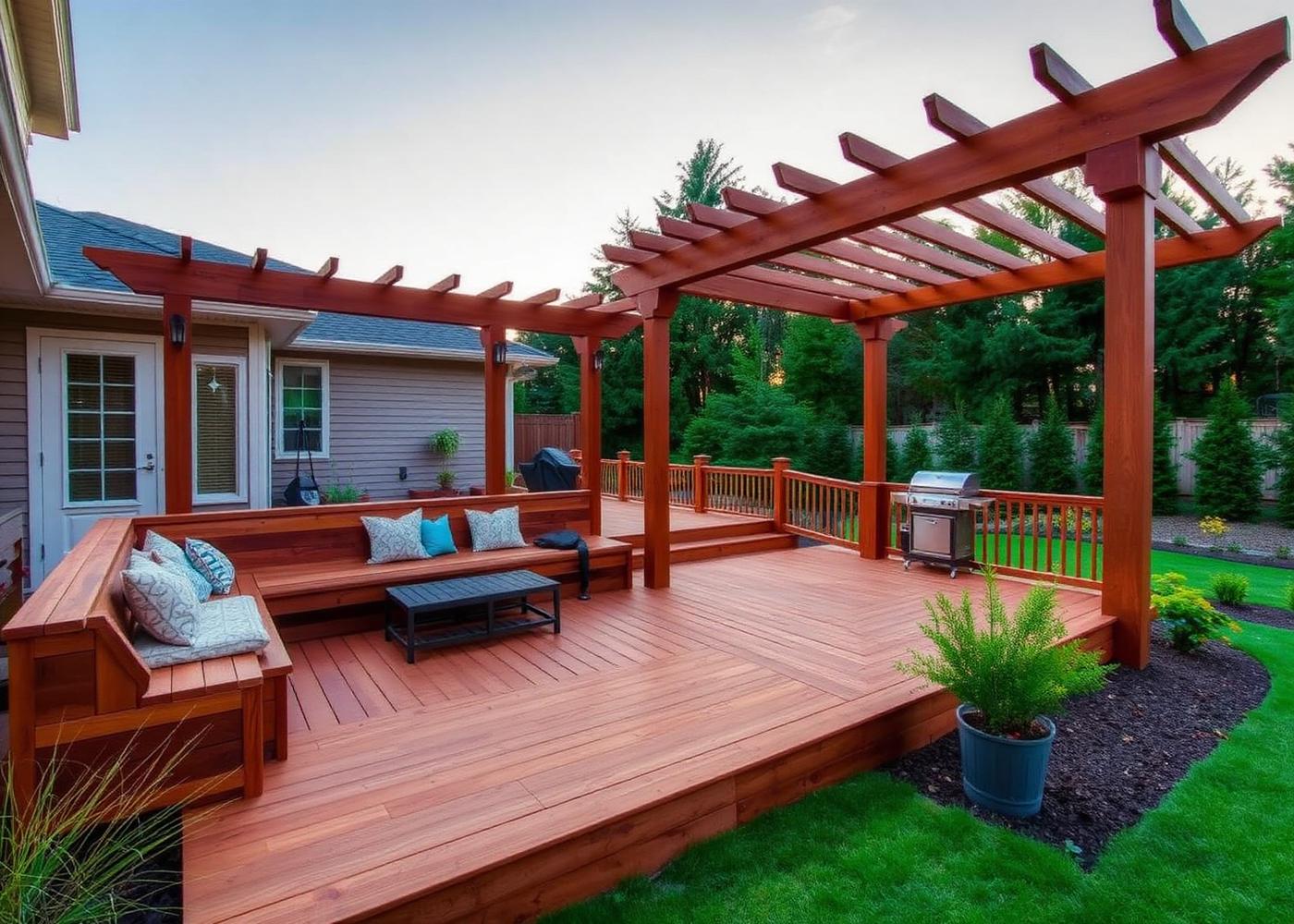Custom backyard deck built by MG Construction